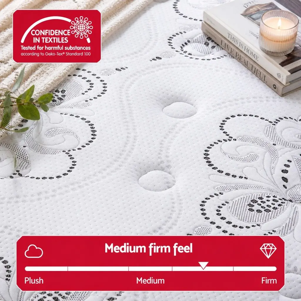 Queen Mattress 30cm Pocket Spring Euro Top Medium Firm Foam Breathable Sleep Bed