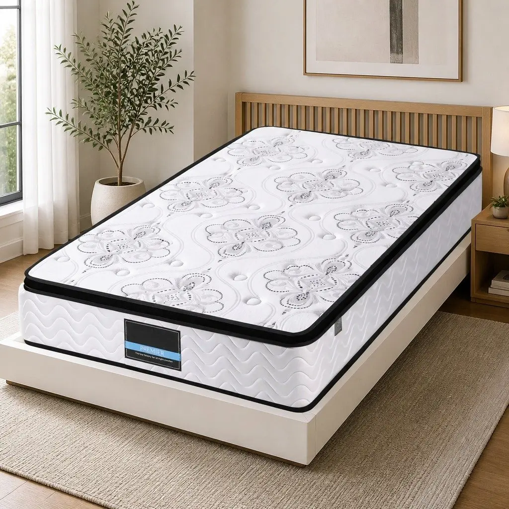 Single Mattress 30cm Medium Firm Foam Euro Top Pocket Spring for Bedroom