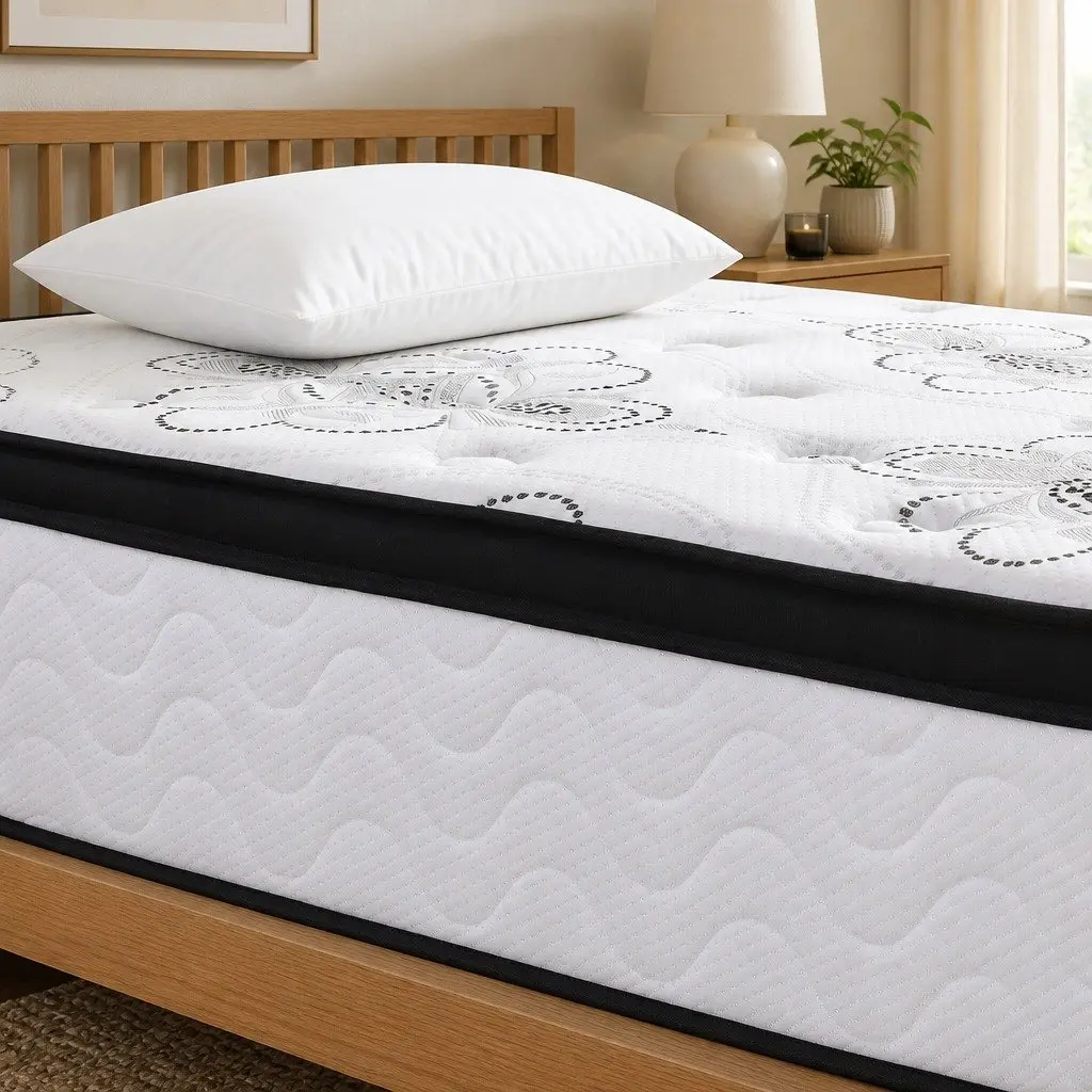 Single Mattress 30cm Medium Firm Foam Euro Top Pocket Spring for Bedroom