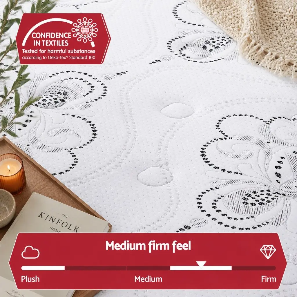 Single Mattress 30cm Medium Firm Foam Euro Top Pocket Spring for Bedroom