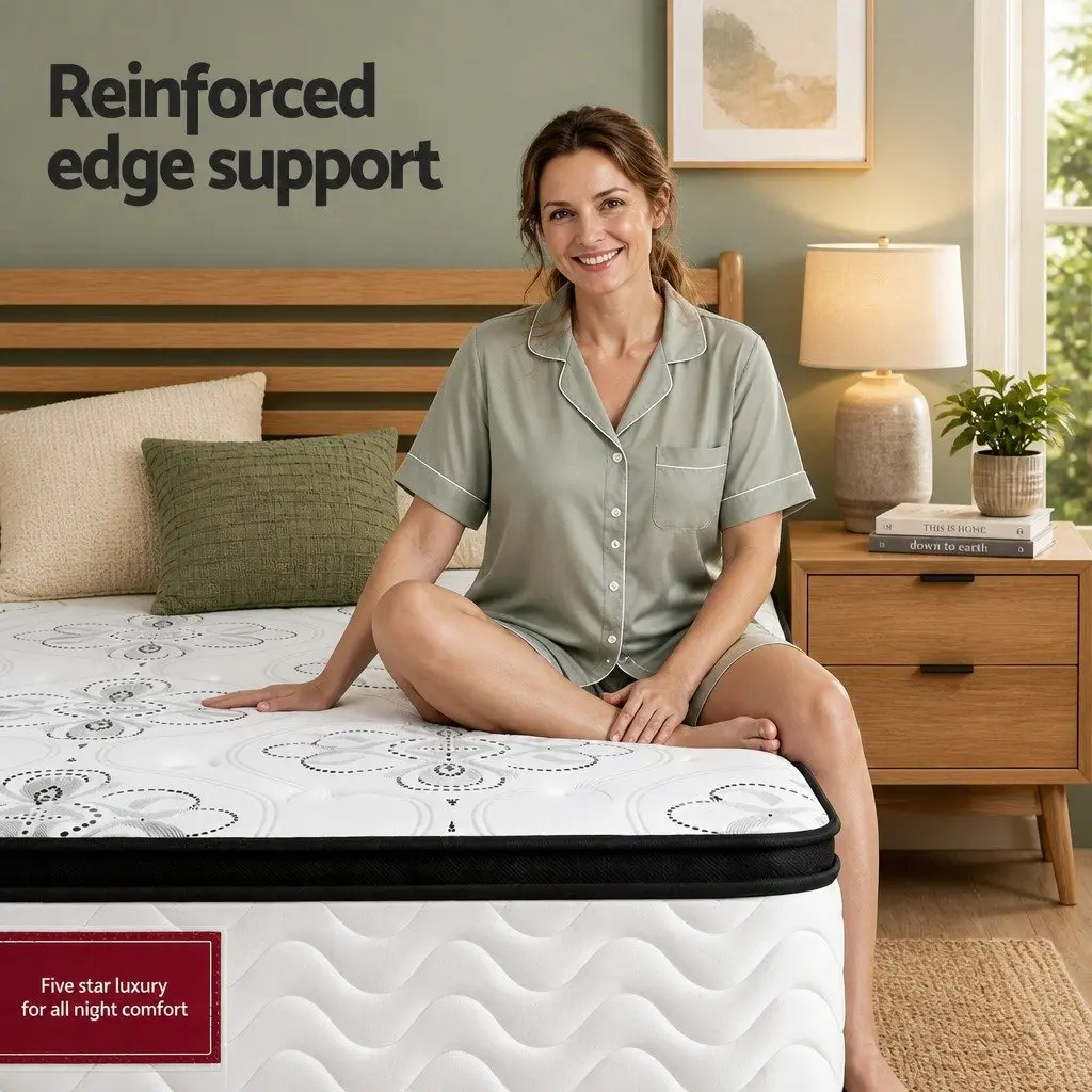 Single Mattress 30cm Medium Firm Foam Euro Top Pocket Spring for Bedroom