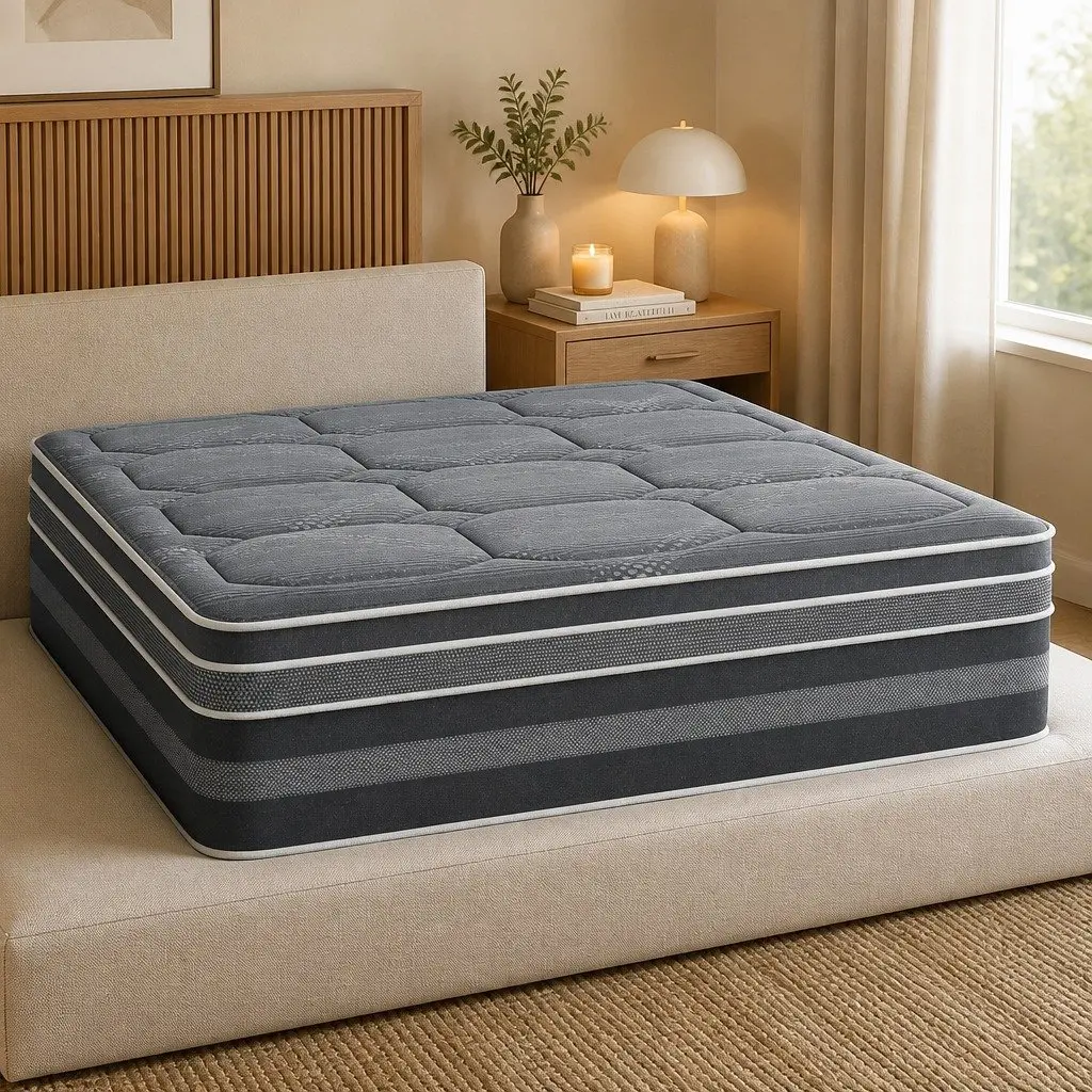 King Size Mattress for Bedroom 35cm Hybrid Pocket Spring Euro Top Grey