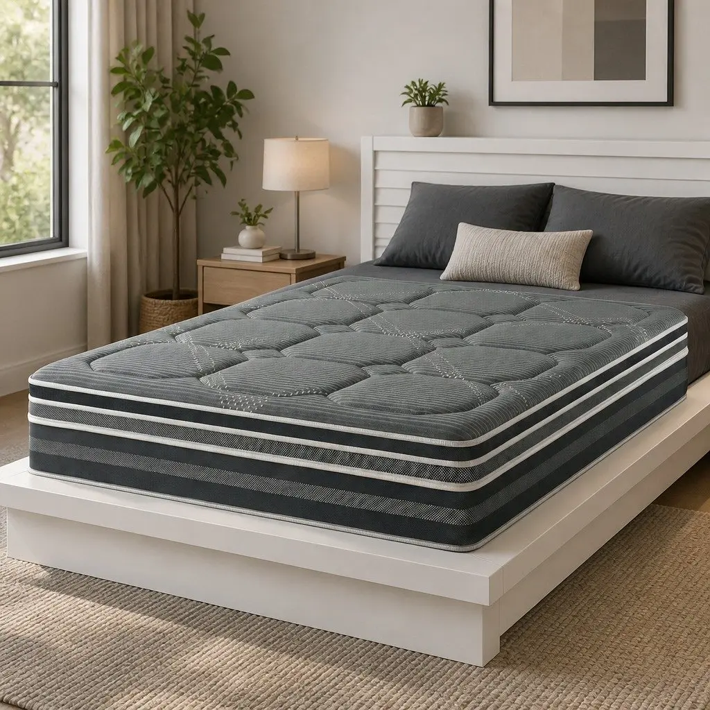 King Size Mattress for Bedroom 35cm Hybrid Pocket Spring Euro Top Grey