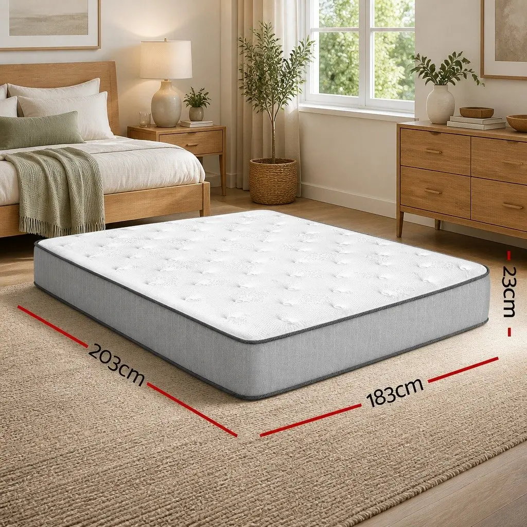 King Size Mattress for Sleep 23cm Extra Firm Tight Top Coil Spring Hypoallergenic