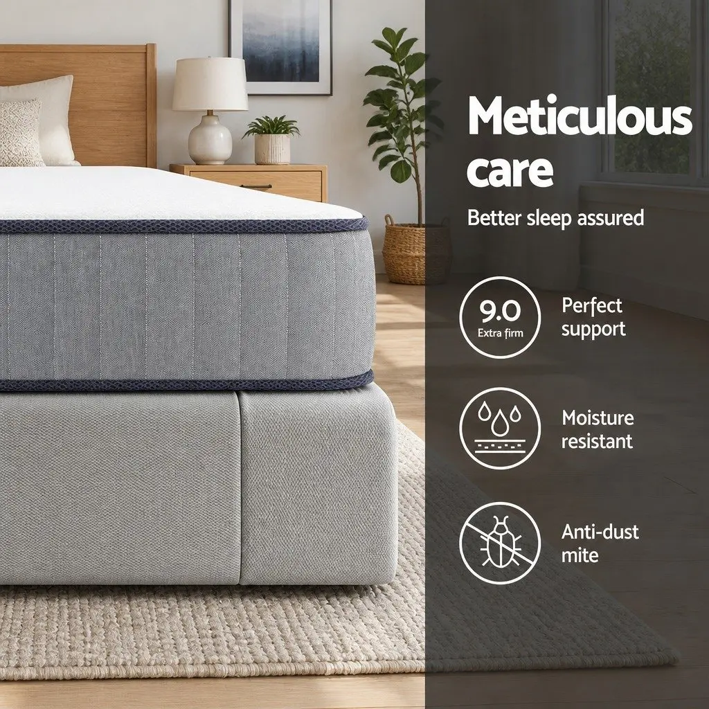 King Size Mattress for Sleep 23cm Extra Firm Tight Top Coil Spring Hypoallergenic
