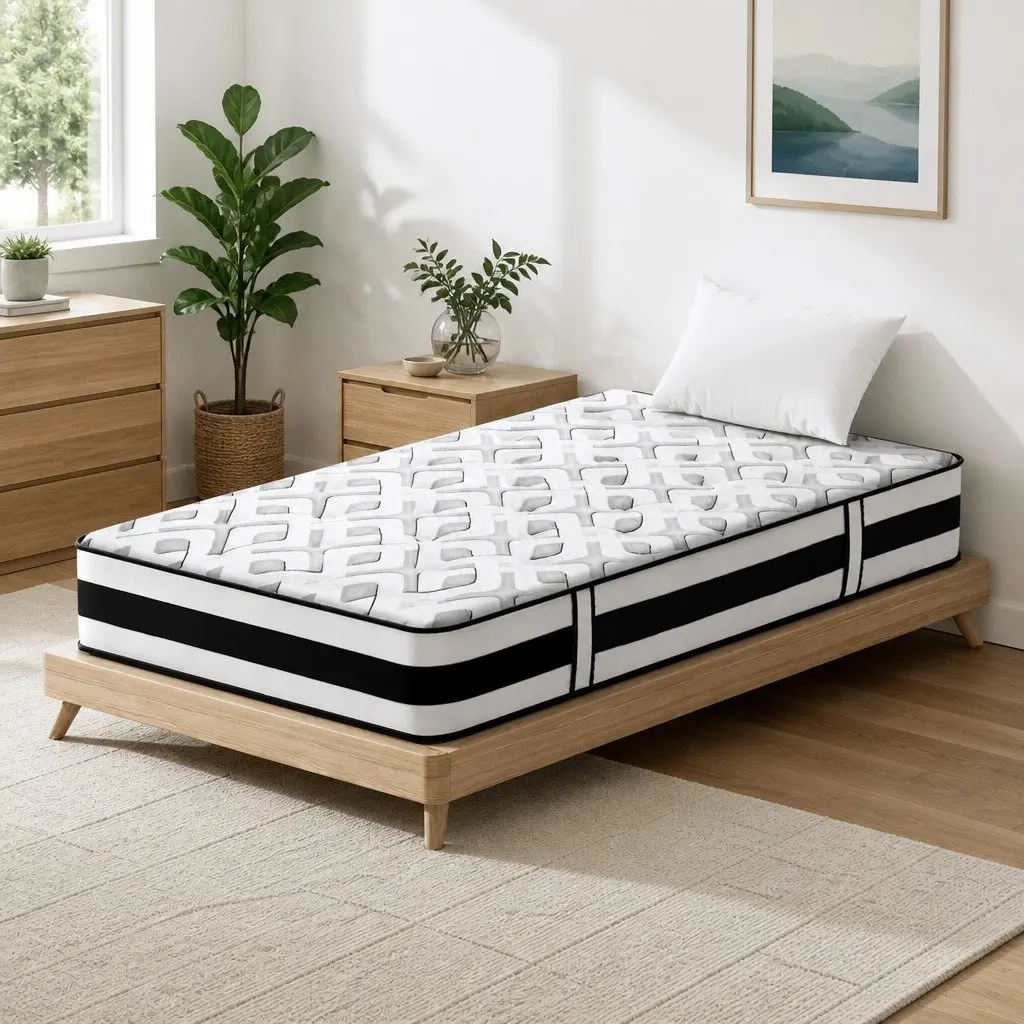 Single Mattress Ultra Firm Grey 24cm Tight Top Pocket Spring Support Sleep