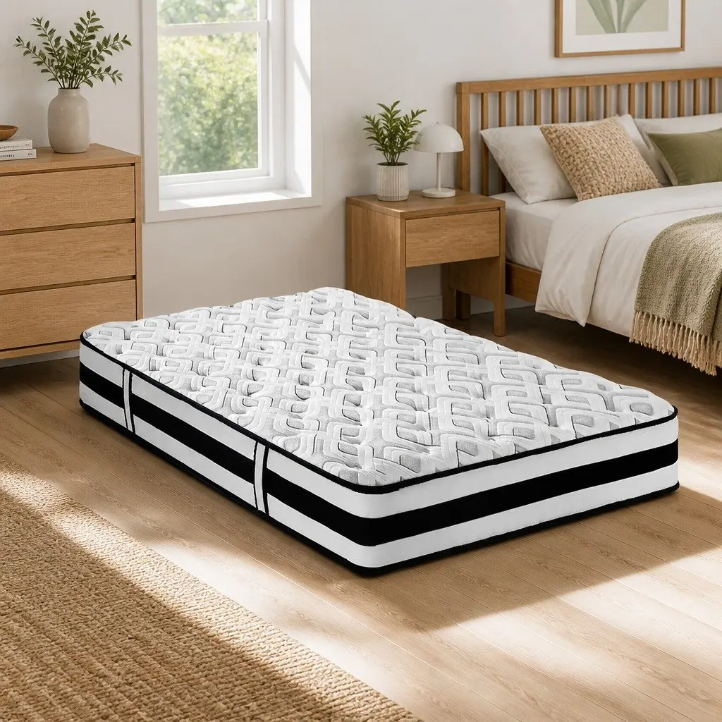 Single Mattress Ultra Firm Grey 24cm Tight Top Pocket Spring Support Sleep
