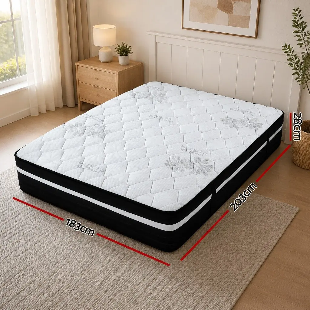 King Size Mattress for Bedroom 28cm Ultra Firm Euro Top Pocket Spring Hypo-allergenic