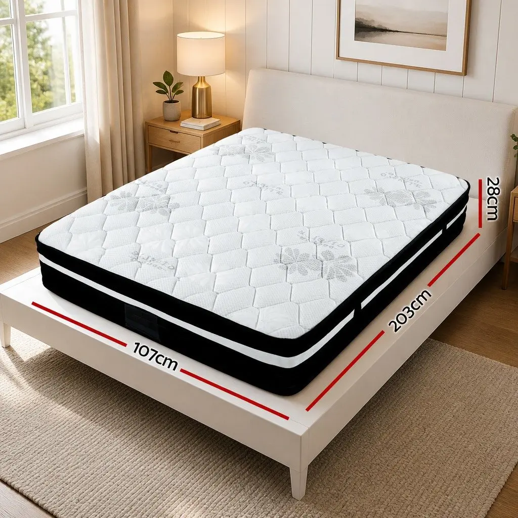 King Single Mattress 28cm Ultra Firm Pocket Spring Bed Hypoallergenic Support