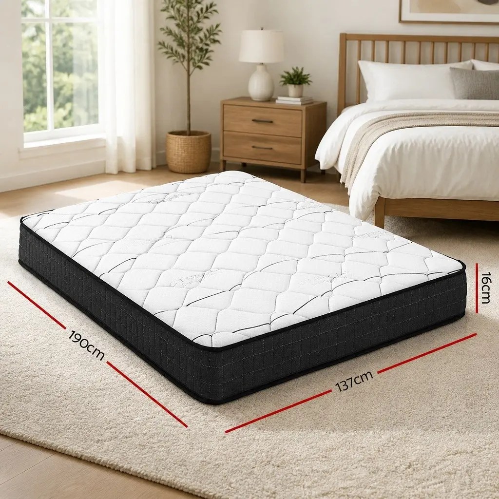 Double Mattress 16cm Medium Firm Bonnell Spring Bed Support Comfort Sleep