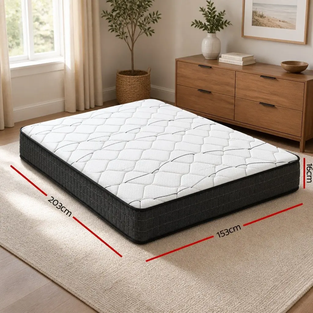 Queen Mattress 16cm Medium Firm Bonnell Spring