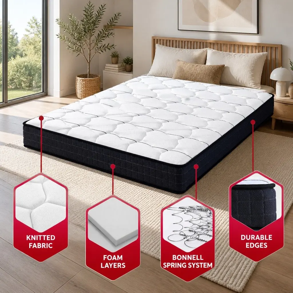Queen Mattress 16cm Medium Firm Bonnell Spring