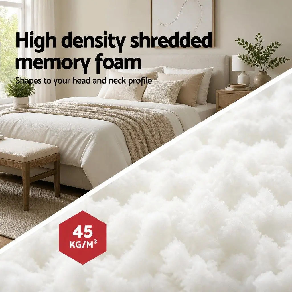 Memory Foam Pillow Twin Pack 19cm Thick White Contour Neck Support Sleeping Pair