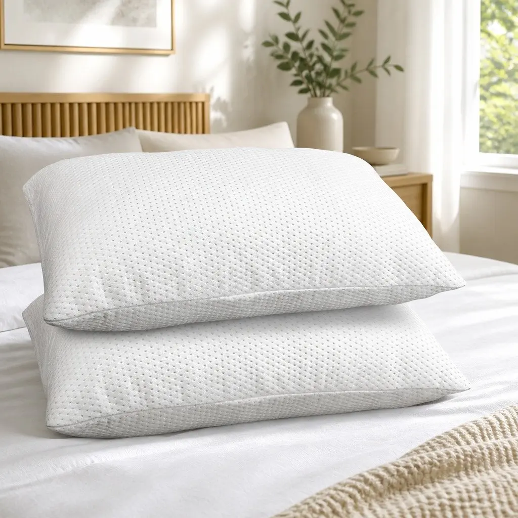 Memory Foam Pillow Twin Pack 19cm Thick White Contour Neck Support Sleeping Pair