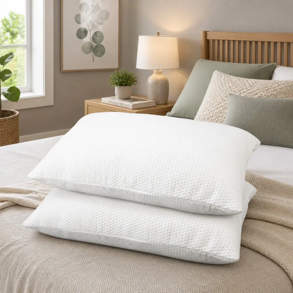 Memory Foam Pillow Twin Pack 19cm Thick White Contour Neck Support Sleeping Pair