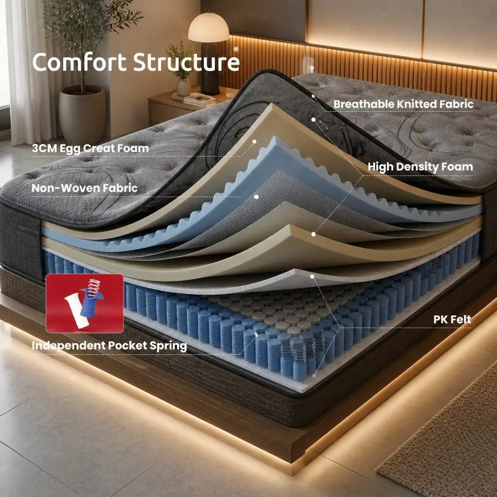 Double Mattress 33cm 7-Zone Pocket Spring Extra Firm