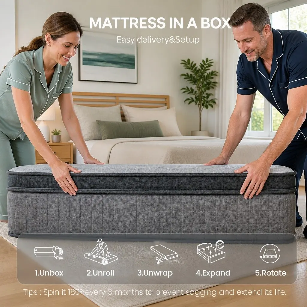 Queen Mattress 33cm 7-Zone Pocket Spring Extra Firm Support Dual-Row Edge