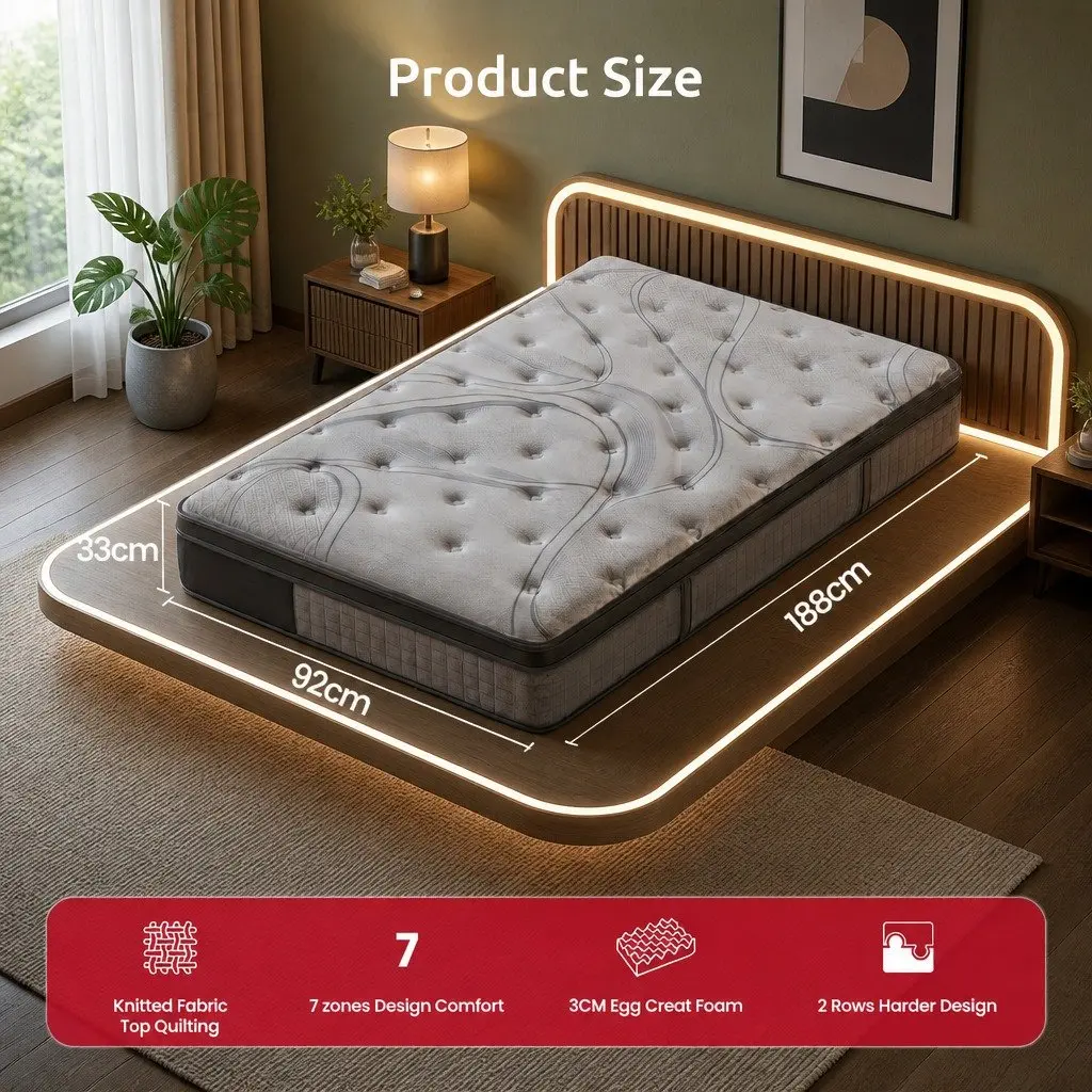33cm Single Mattress with 7-Zone Support