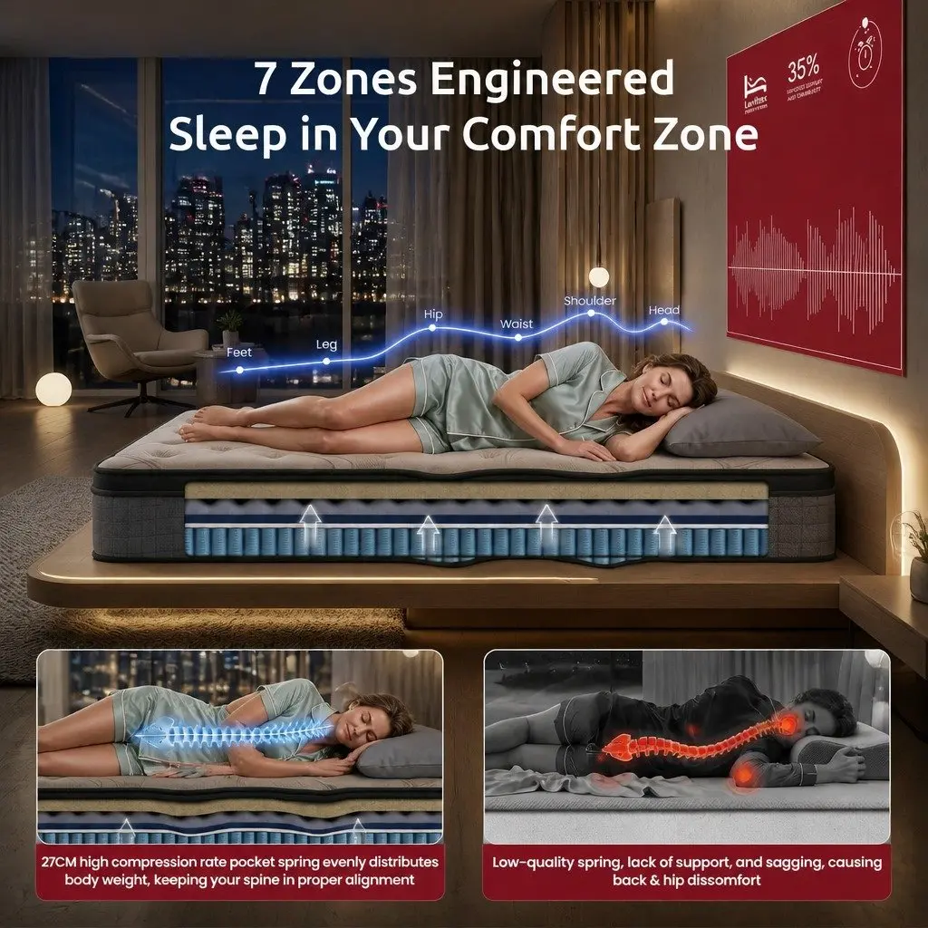 33cm Single Mattress with 7-Zone Support