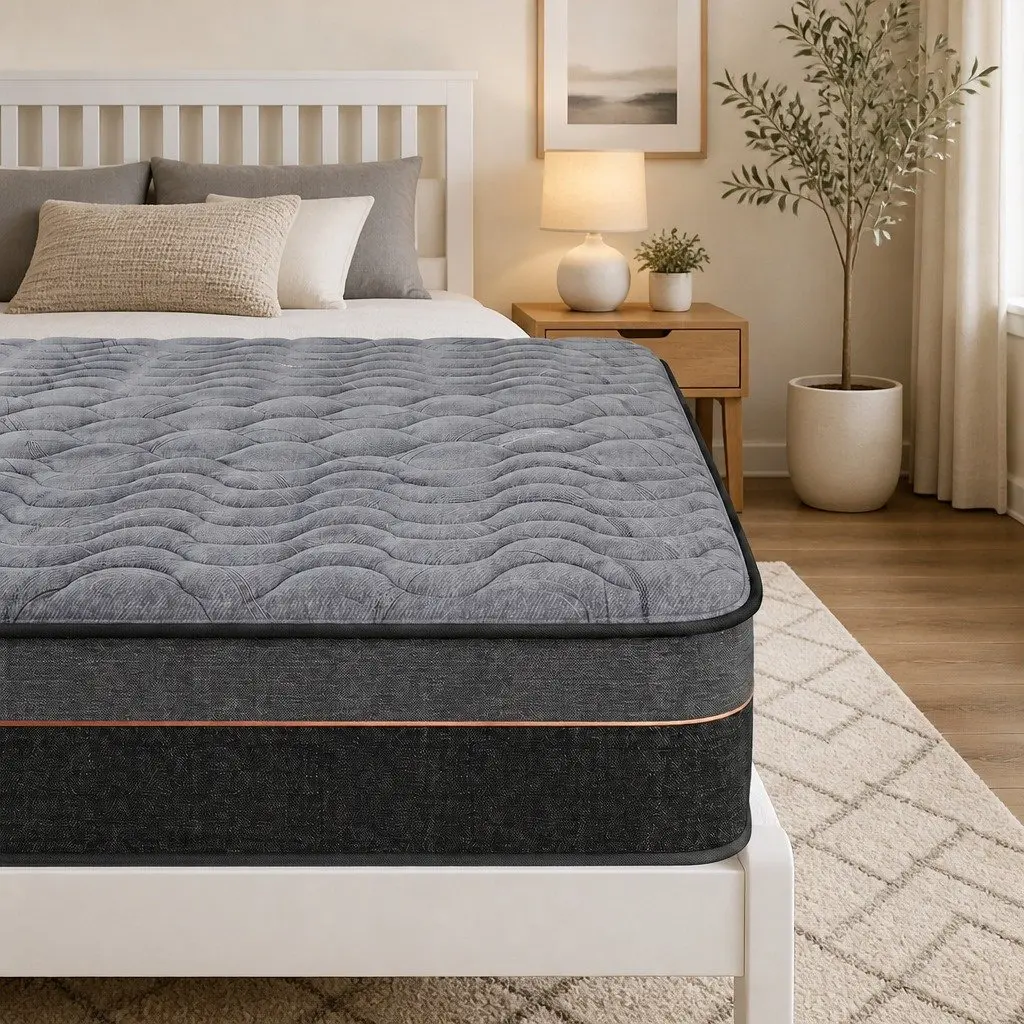 Queen Mattress 25cm Hybrid Pocket Spring Egg Crate Foam Bamboo Charcoal Fabric
