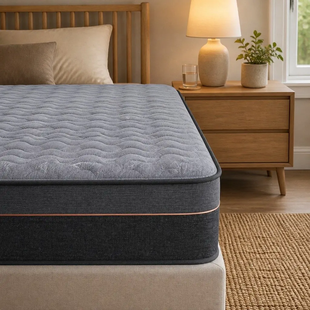 Single Mattress for Bedroom 25cm Hybrid Pocket Spring Egg Crate Foam Bamboo Charcoal Fabric