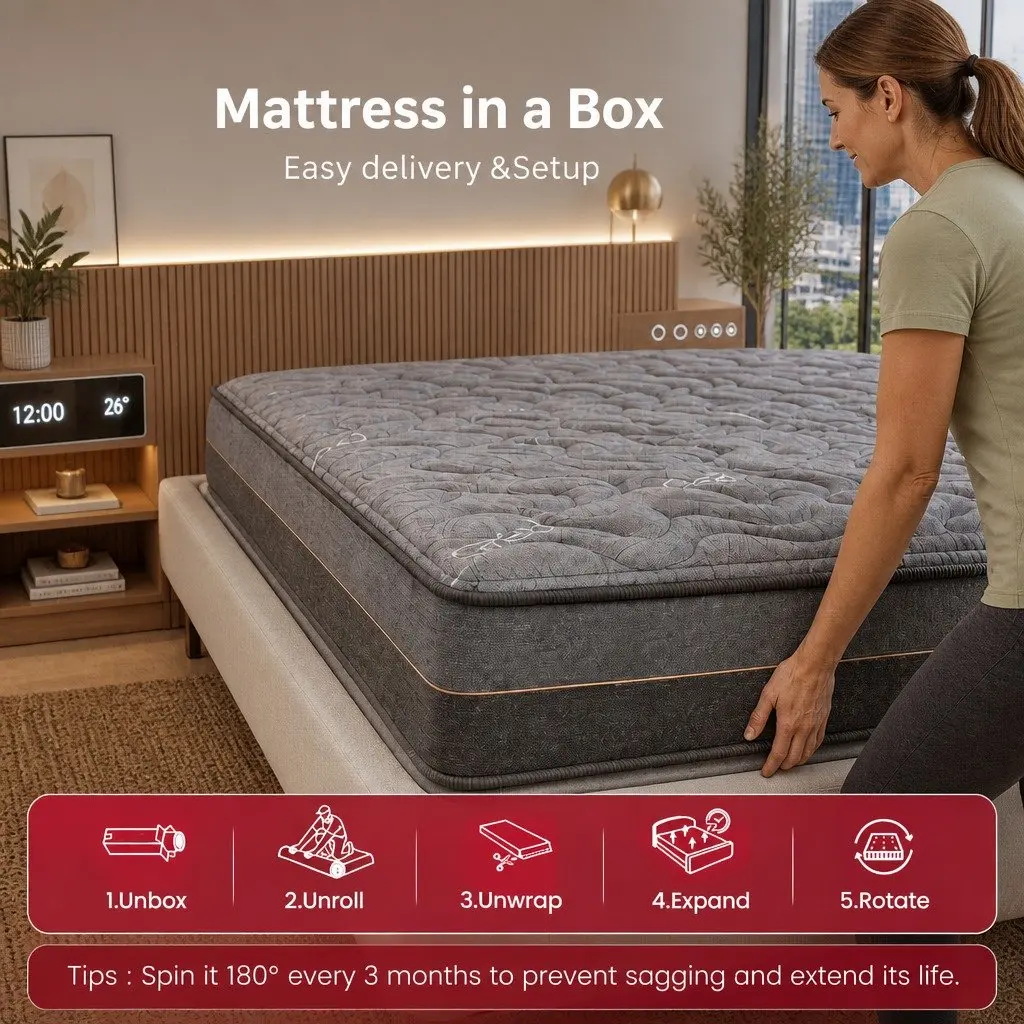 Single Mattress for Bedroom 25cm Hybrid Pocket Spring Egg Crate Foam Bamboo Charcoal Fabric