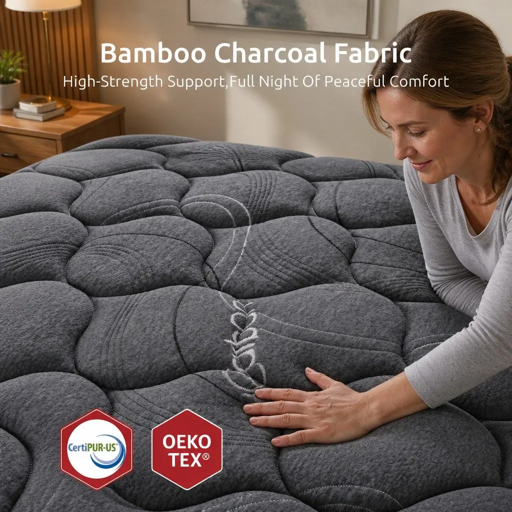 Single Mattress for Bedroom 25cm Hybrid Pocket Spring Egg Crate Foam Bamboo Charcoal Fabric