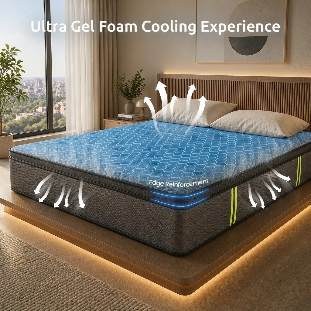 Queen Mattress 34cm Hybrid Pocket Spring Gel Memory Foam 5-Zone Support Bed