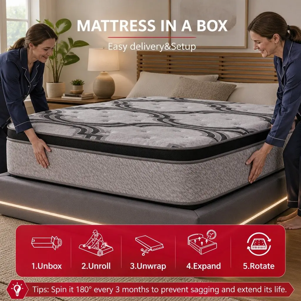 Double Mattress 34cm for Bedroom 188cm x 138cm 5-Zone Pocket Spring with Latex and Memory Foam Firm Support