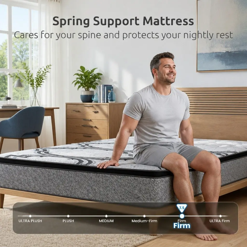 Double Mattress 34cm for Bedroom 188cm x 138cm 5-Zone Pocket Spring with Latex and Memory Foam Firm Support