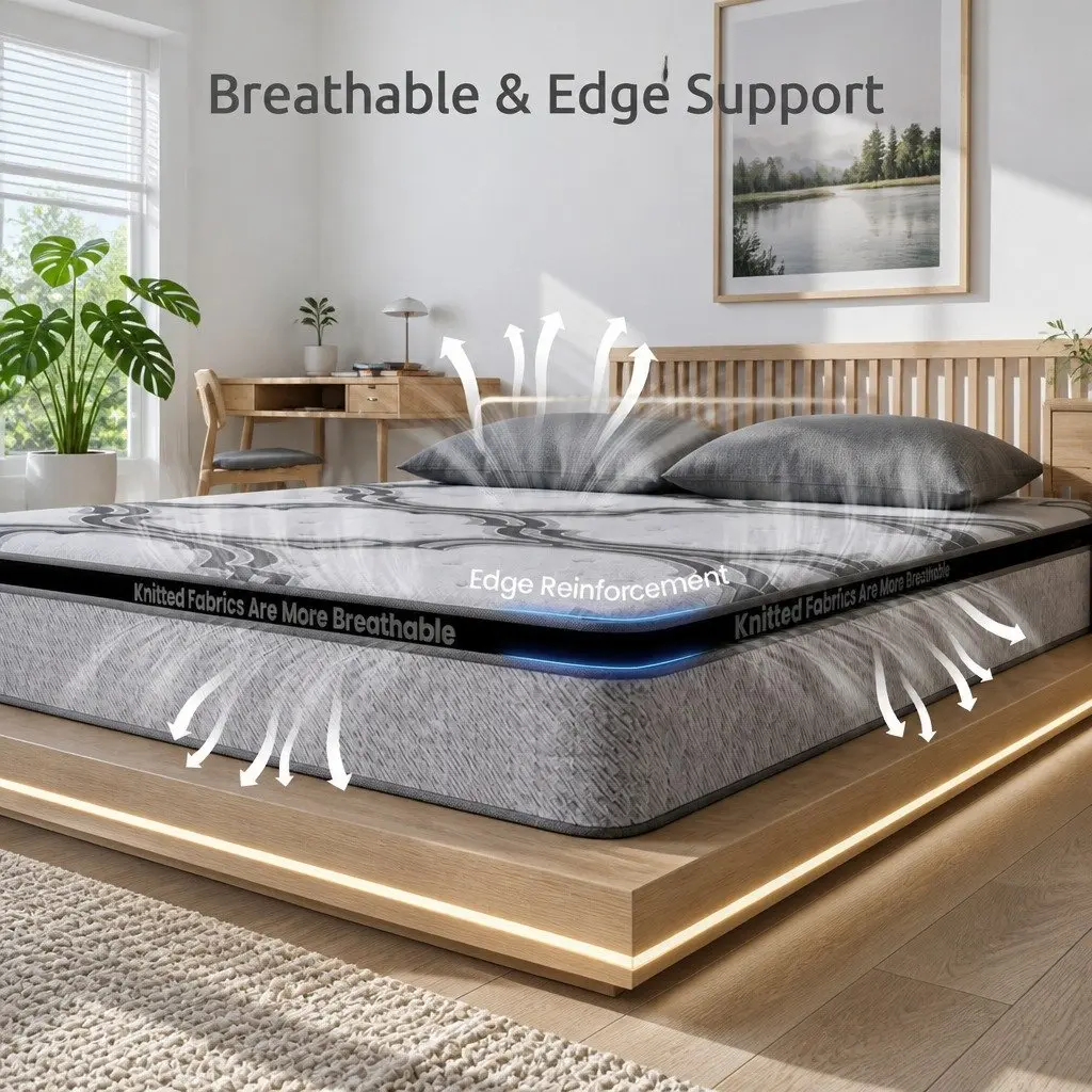 Double Mattress 34cm for Bedroom 188cm x 138cm 5-Zone Pocket Spring with Latex and Memory Foam Firm Support