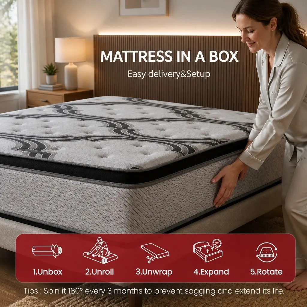 King Single Mattress 34cm 5-Zone Pocket Spring with Latex and Memory Foam Extra Firm