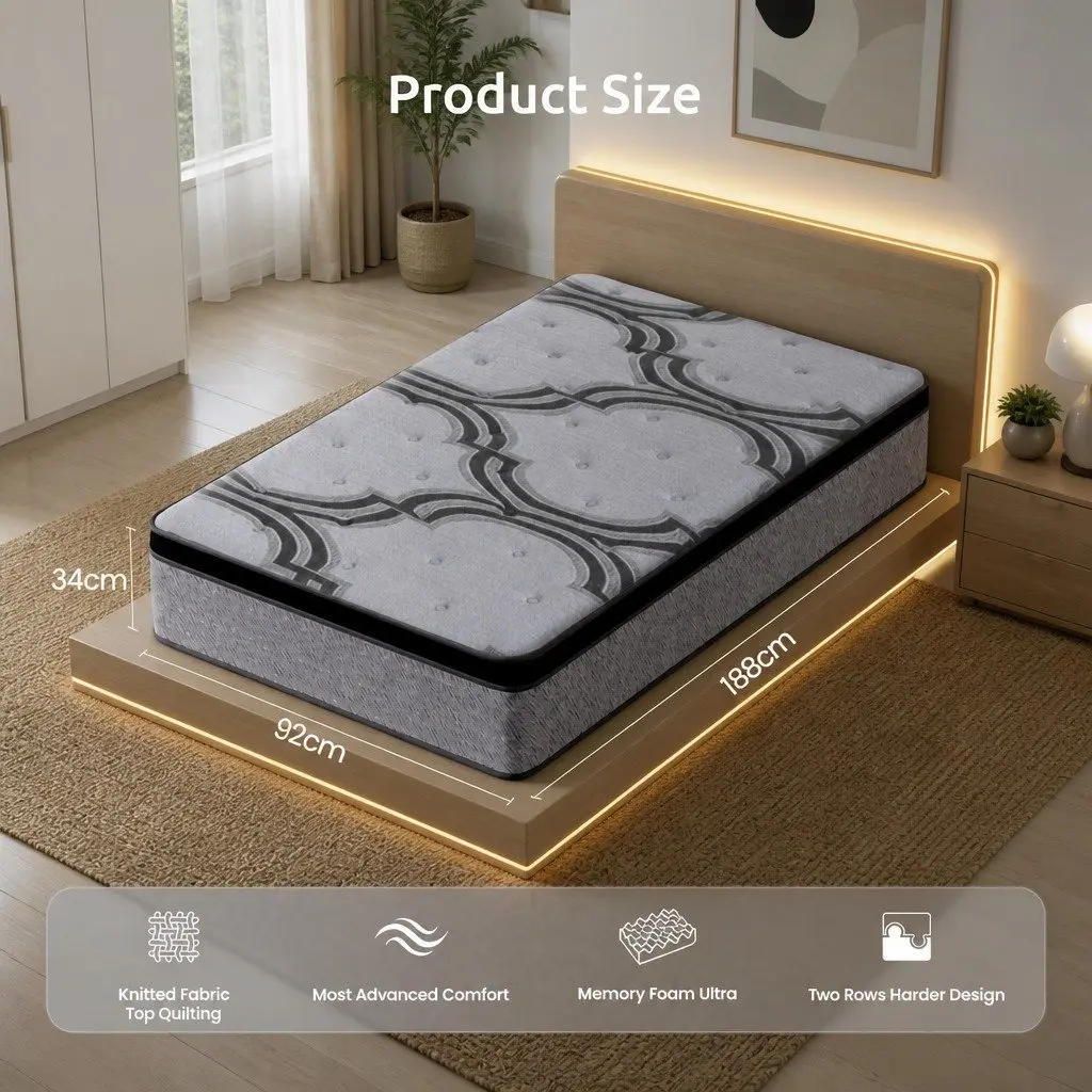 34cm Single Mattress with 5-Zone Support