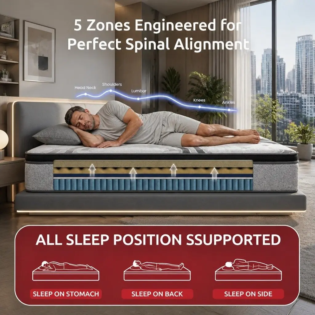 34cm Single Mattress with 5-Zone Support
