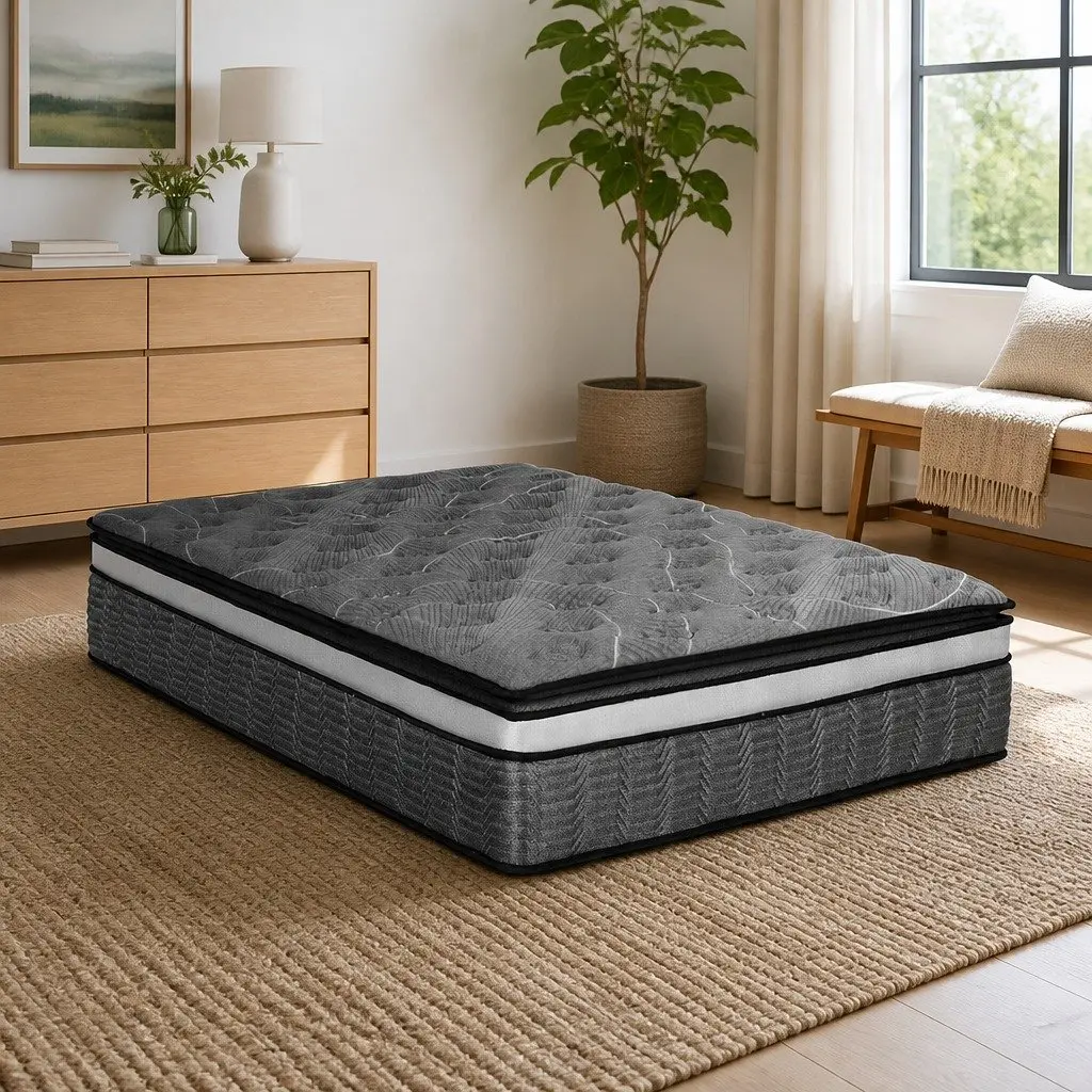 Double Mattress for Bedroom 34cm Pocket Spring Medium Firm Hypoallergenic Quilted Comfort