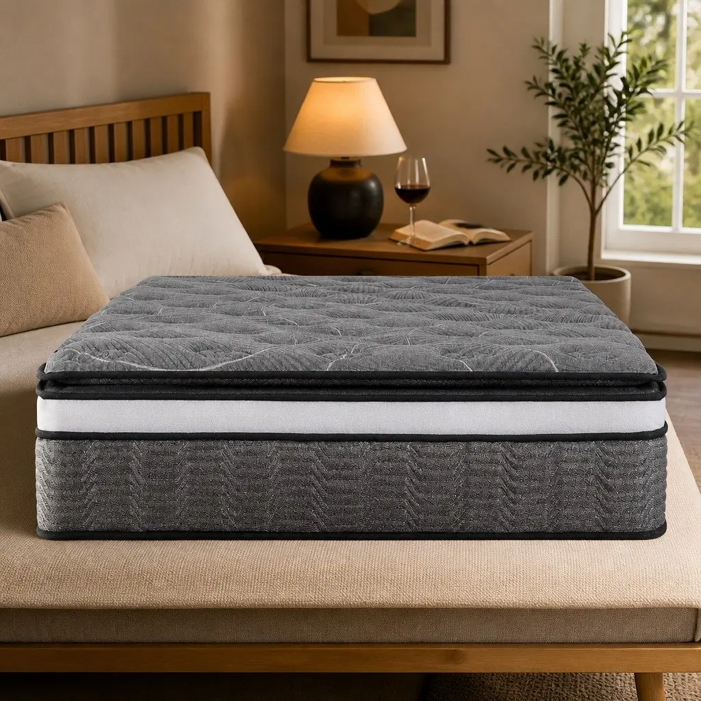 Double Mattress for Bedroom 34cm Pocket Spring Medium Firm Hypoallergenic Quilted Comfort