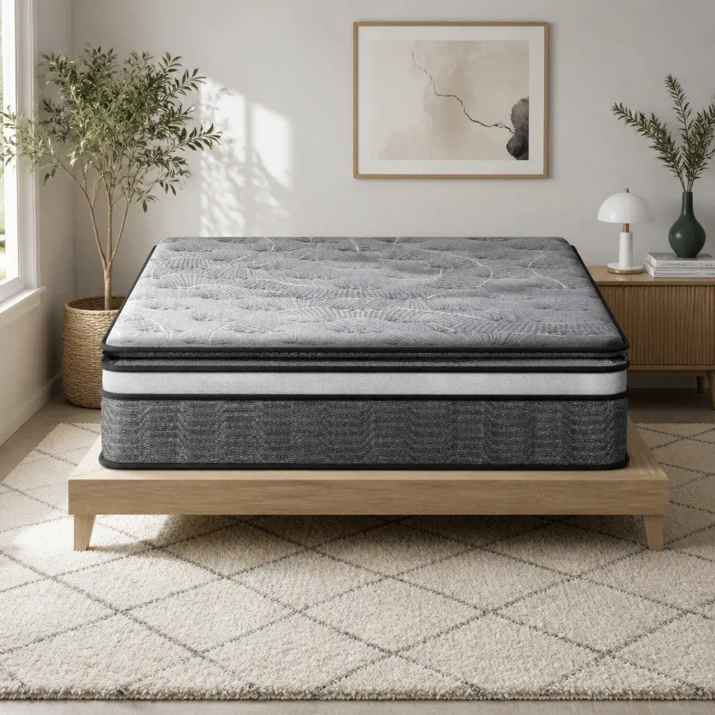 King Size Mattress for Bedroom 34cm Double Layer Pocket Spring Medium Firm Bamboo