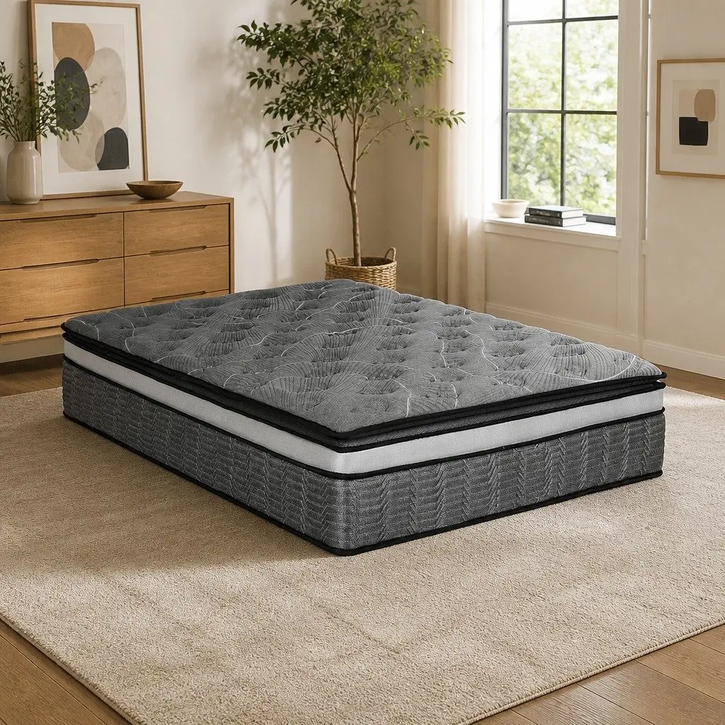 King Size Mattress for Bedroom 34cm Double Layer Pocket Spring Medium Firm Bamboo