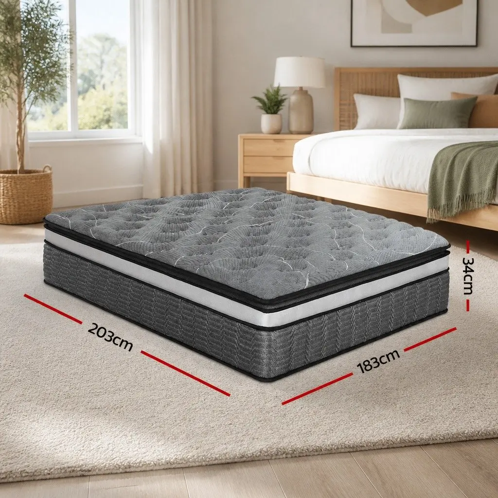 King Size Mattress for Bedroom 34cm Double Layer Pocket Spring Medium Firm Bamboo