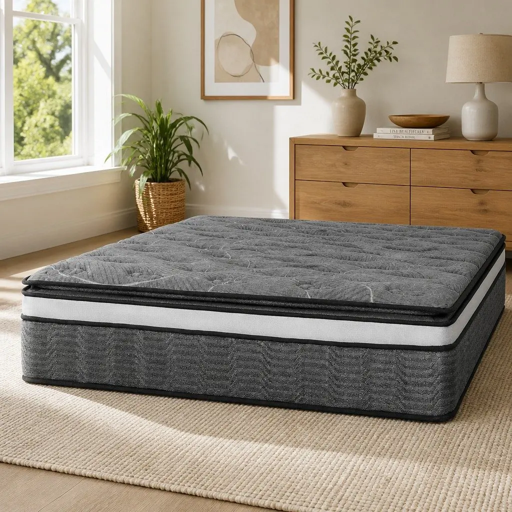 King Size Mattress for Bedroom 34cm Double Layer Pocket Spring Medium Firm Bamboo