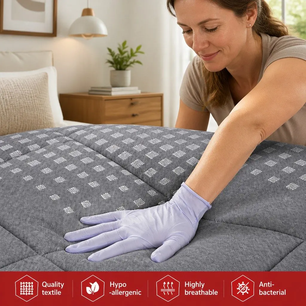Double Mattress Medium Firm Support 18cm Pillow Top Grey Quilted Fabric