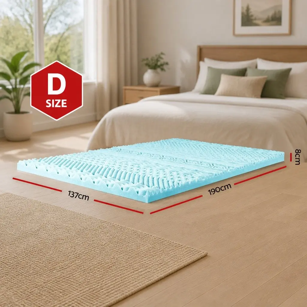 Memory Foam Mattress Topper 11-Zone 8cm Double Bed Supportive Contoured Design