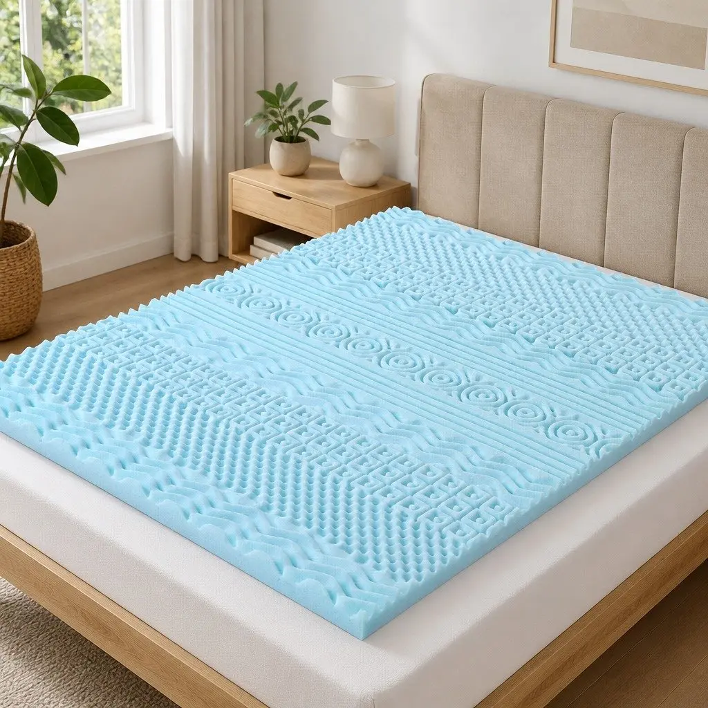 11-Zone Memory Foam Mattress Topper, 203cm x 183cm, Blue