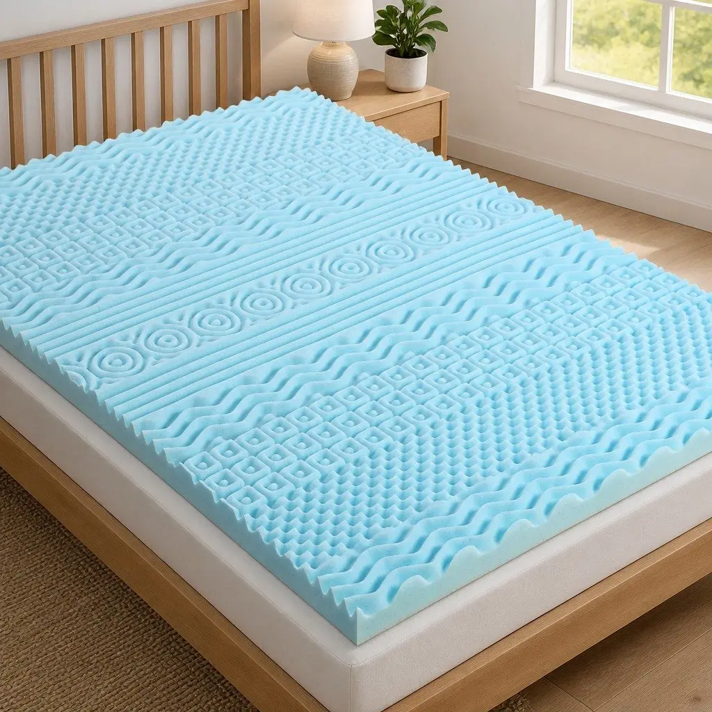11-Zone Memory Foam Mattress Topper, 203cm x 183cm, Blue