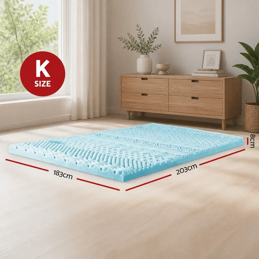 11-Zone Memory Foam Mattress Topper, 203cm x 183cm, Blue
