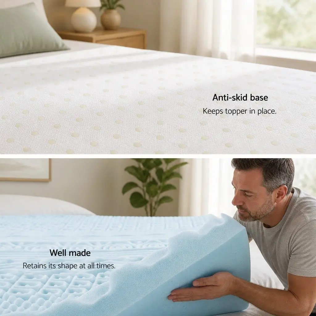 11-Zone Memory Foam Mattress Topper, 203cm x 183cm, Blue