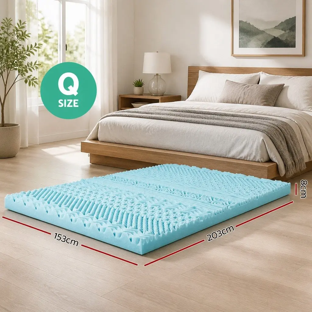 Memory Foam Mattress Topper Queen 8cm 11-Zone Contoured Support