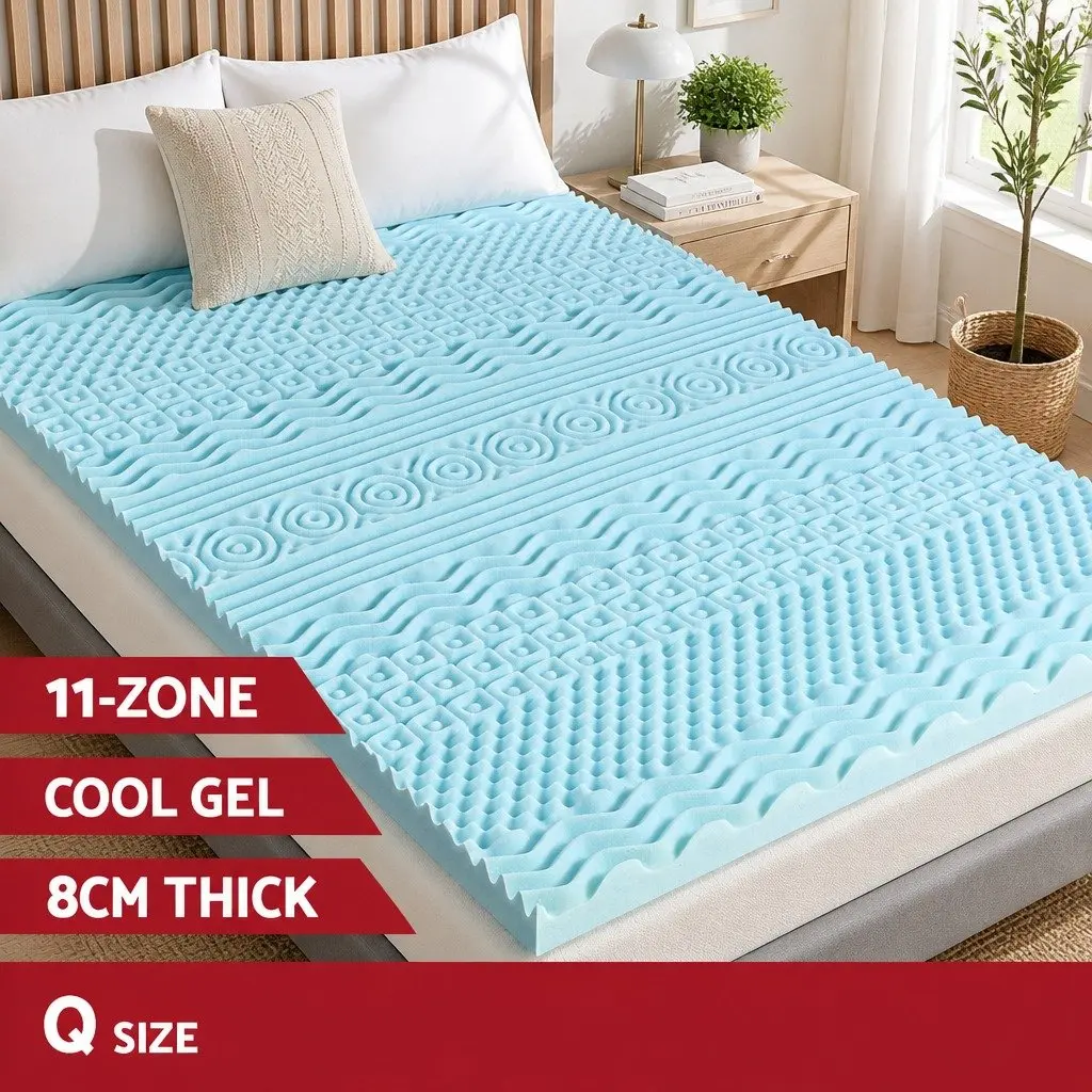 Memory Foam Mattress Topper Queen 8cm 11-Zone Contoured Support