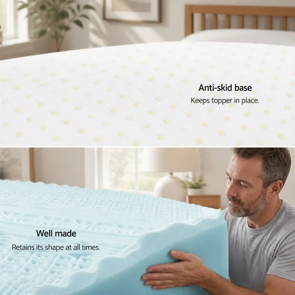 Memory Foam Mattress Topper Queen 8cm 11-Zone Contoured Support