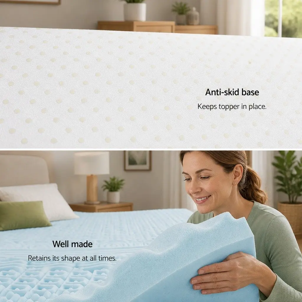 Memory Foam Mattress Topper Single 11-Zone 8cm Blue Contoured Support Sleep